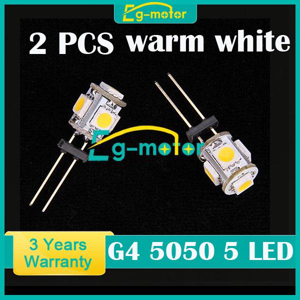 Warm white g4 5 led smd 5050 rv camper marine car boat light bulb lamp 12v x2