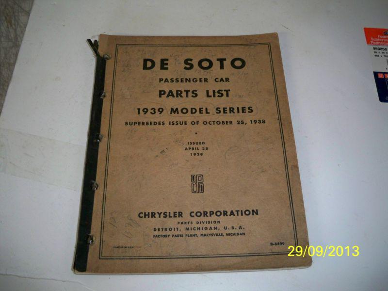 1939 desoto original factory parts book list