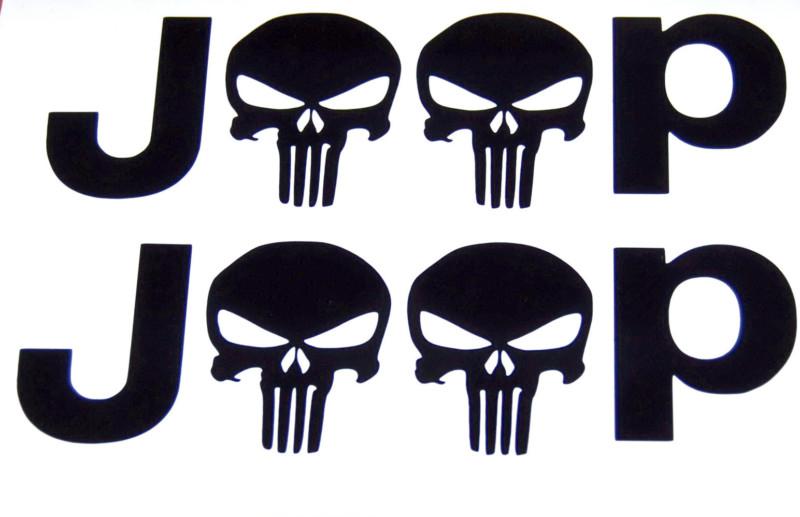 2x 8" jeep text punisher vinyl decal stickers