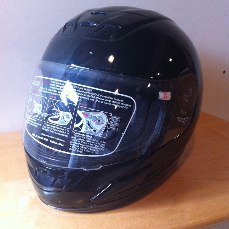 Hjc black full face motorcycle helmet mens size large new face shield