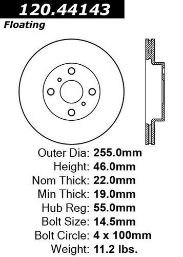 Centric 120.44143 front brake rotor/disc-premium rotor-preferred