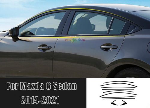 For mazda 6 sedan 2014-2021 glossy black car window molding trim strips 10pcs
