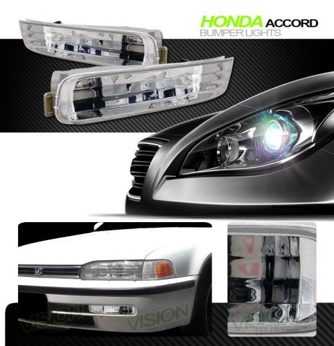 For 92-93 honda accord crystal chrome clear front signal parking bumper lights