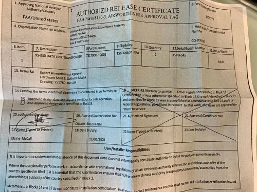 Data link transponder xs950 7517800-10005 w/ november 2005 new 8130