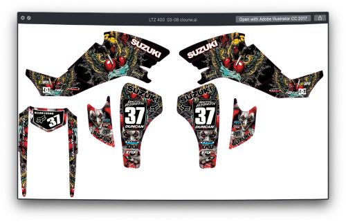 Fits ltz 400 2003 to 2008 graphic kit for suzuki ltz 400 sticker z400 decal