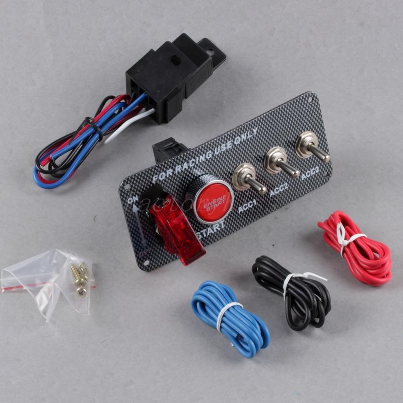 Racing car f-1 ignition switch panel engine start push button red led toggle v88