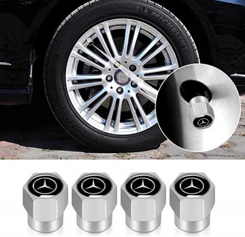 8 piece silver / chrome fits mercedes-benz wheel center caps &amp; tire air caps set