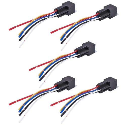 5pcs car 12v dc 40a 5-pin relay switch harness socket waterproof automotive spdt