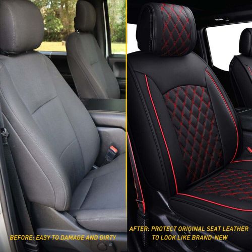 Car seat covers pu leather front+rear set cushion for 2009-2021 ford f150 truck