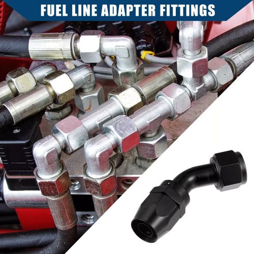 Car an12 45 degree fuel line adapter fittings connector aluminum alloy black