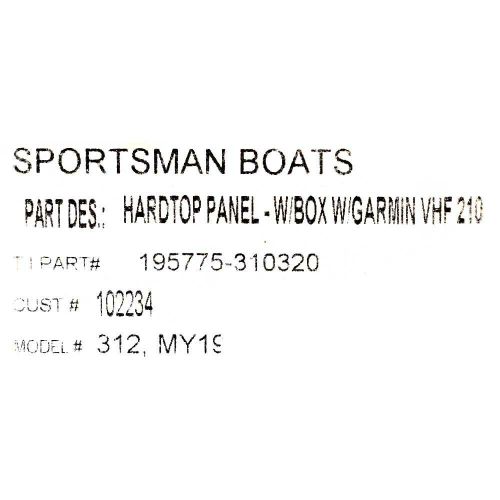 Sportsman boat electronics panel 102234 | open 312 cc w/ storage box