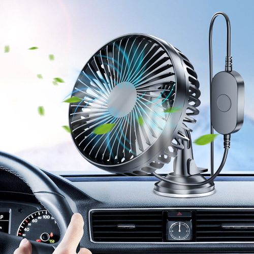 Usb single head car fan 12v/24v with suction cup windshield desk fan auto cooler