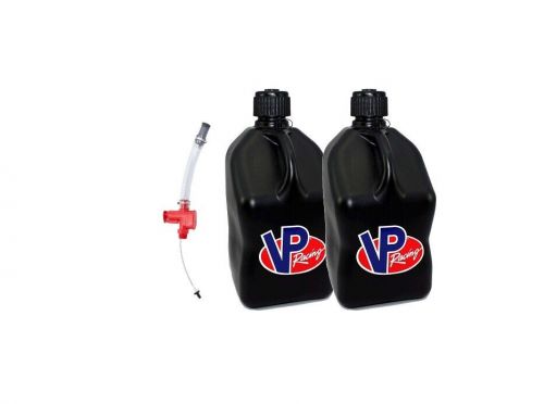 Vp racing 2 pack black square 5 gallon fuel jug with trigger hose