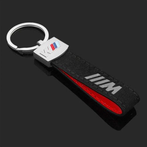 Fit bmw alcantara strap 3d chrome keyring luxury keychain high quality key ring