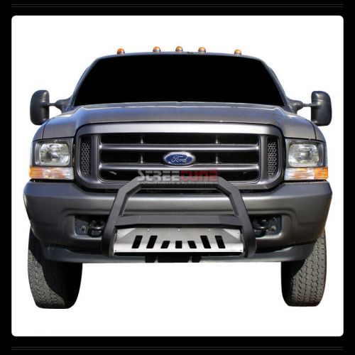 For 99-04 f250 superduty matte black avt bull bar bumper grill grille guard+skid