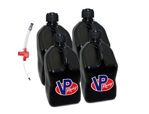 Vp racing 4 pack square black 5 gallon fuel jugs with trigger hose