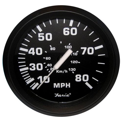 Faria beede euro black 4&#034; mechanical speedometer 80mph - 32812