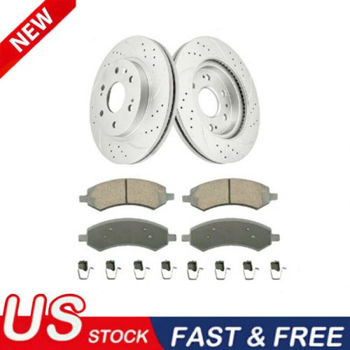 Front drilled &amp; slotted rotors + brake pads for dodge ram 1500 chrysler aspen