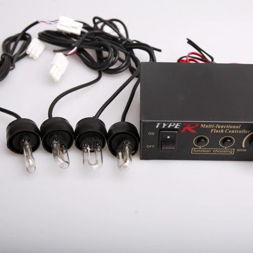 4 led car decorative flash strobe headlight light lamp bulb dc 12v +control box