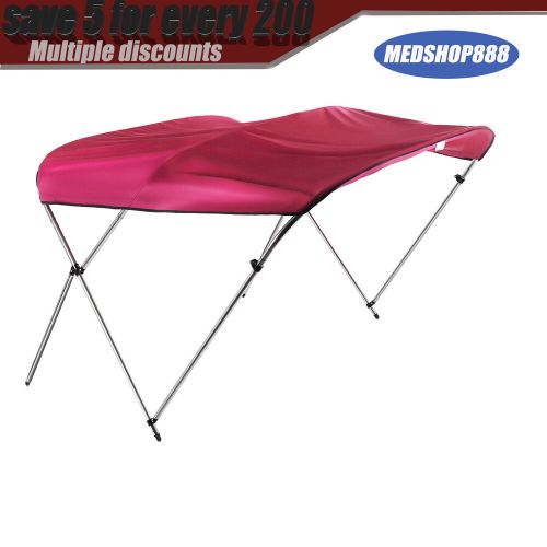 Pu coating bimini top boat cover 3 bow 6?? long, red, waterproof,?uv-resistant