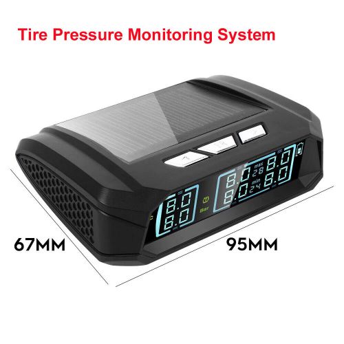 Wireless tpms car solar tire pressure monitor +6 external sensors alarm device