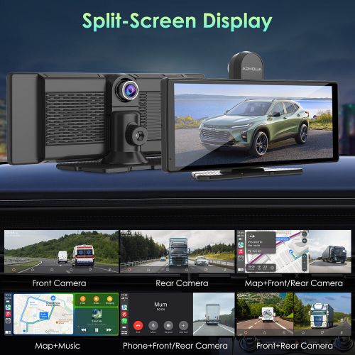 Aphqua 9.3in bluetooth car stereo wireless carplay android auto with dash camera