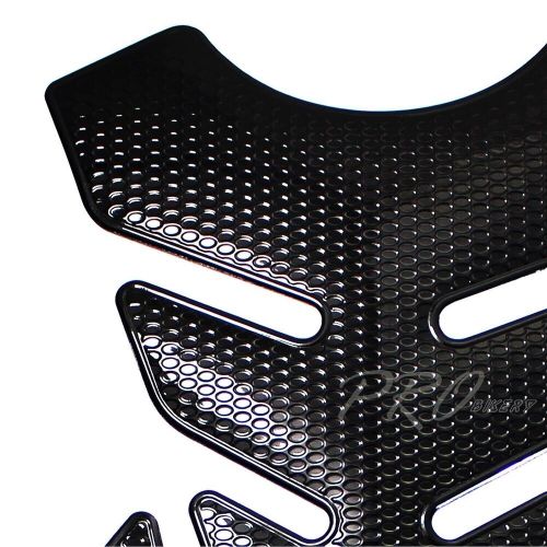 3d 4-piece customizable fuel/gas tank pad decal/sticker perforated+glossy black