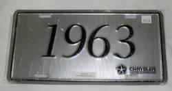 New mopar 1963 model year license plate