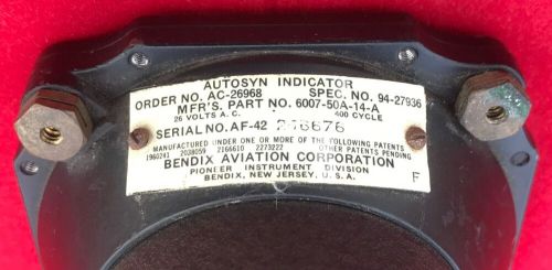 Bendix aviation corp. autosyn indicator, part no. 6007-50a-14-a