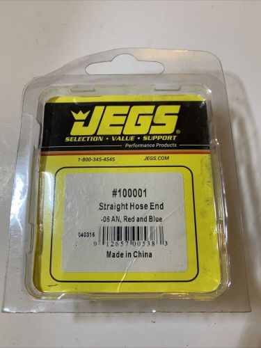 Jegs 100001 straight max flow hose end. red and blue new in package. nip.