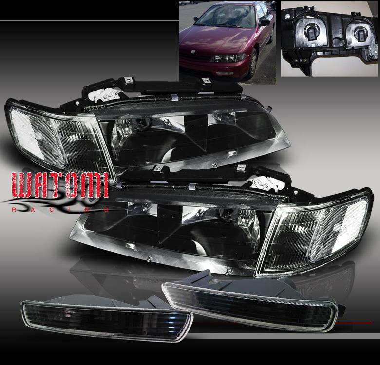 94 95 honda accord crystal head lights+bumper signal jdm black coupe sedan wagon