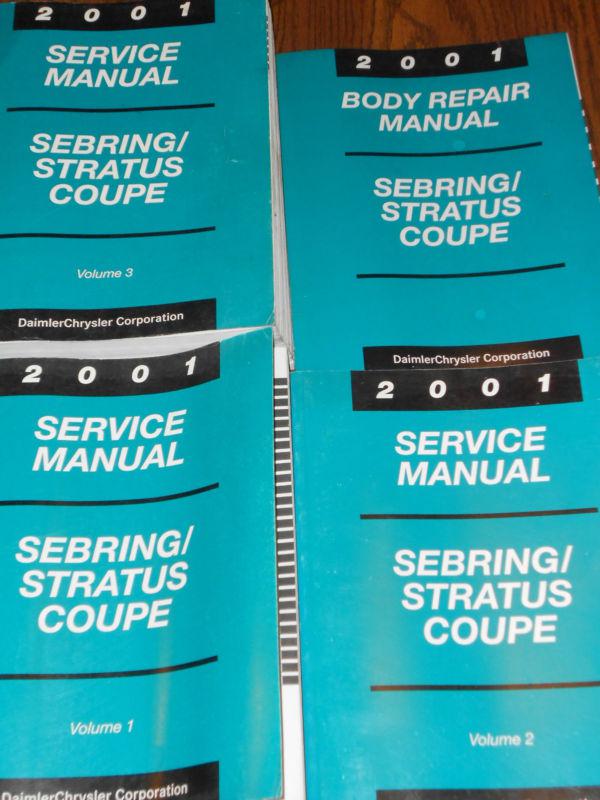 2001 chrysler sebring / dodge stratus coupe shop manual set / original books!!