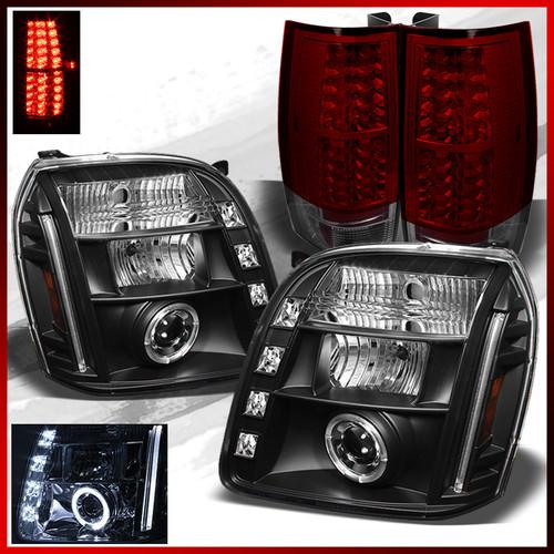 07-13 gmc yukon denali halo led projector headlights+led tail lights pair set