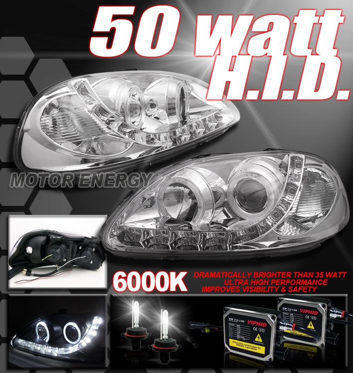 1996 1997 1998 honda civic halo drl led projector headlight+hid xenon jdm chrome