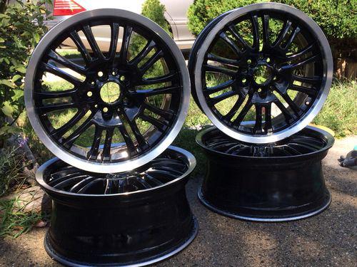 Bmw 3 series m3 replica rims black polished lip e46 323i 325i 328i 330i 18x8