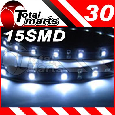 2x 30cm (white) 15 leds 1210 smd flexible car strip neon light bar ac291