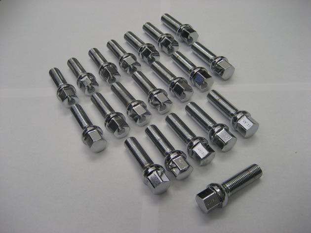 Chrome lug bolts ball 14x1.5 1.55" 40mm shank  mercedes e s sl cl cls oem size 