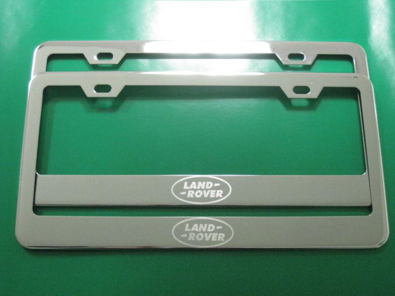 (2) brand new " land rover logo " chrome metal license plate frame