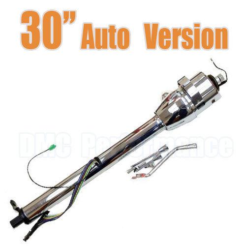 New hot rod chrome tilt  auto automatic steering column 30"  gm no key+ adapter