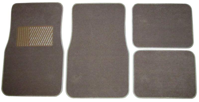 Mocha tan car suv universal front & rear floor mats w/ drivers side heel pad m