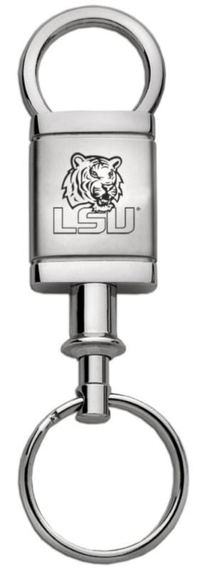 Lsu tigers satin-chrome valet keychain / key fob engraved in usa genuine