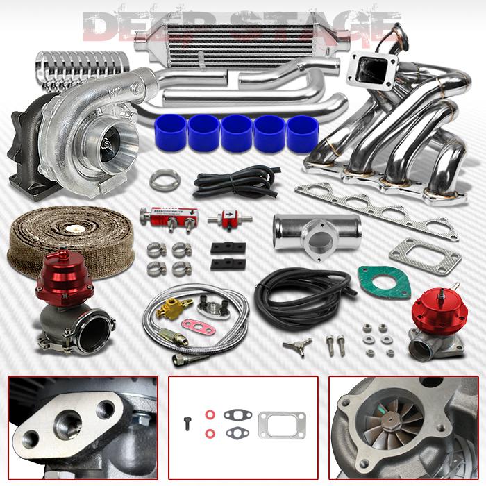 T04e t3/t4 10pc turbo kit w/intercooler+top mount manifold b16/b18 civic integra