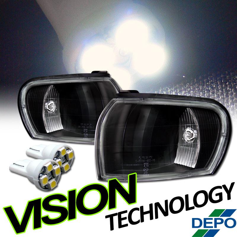 Depo 95-01 subaru impreza jdm black corner lights signal/park lamps+led bulbs