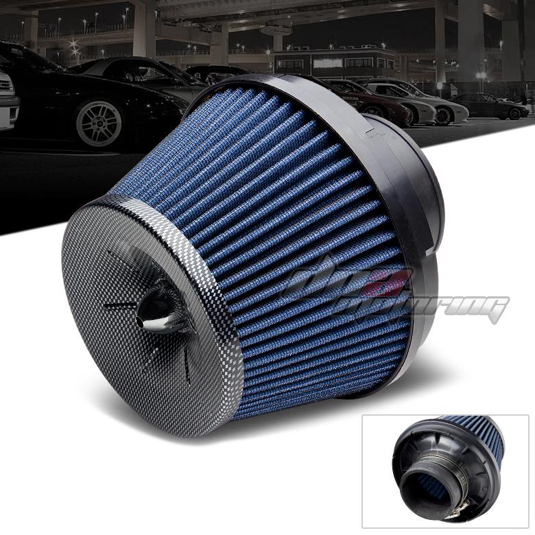 3" blue cold air/short ram intake/turbocharger racing cone carbon look filter