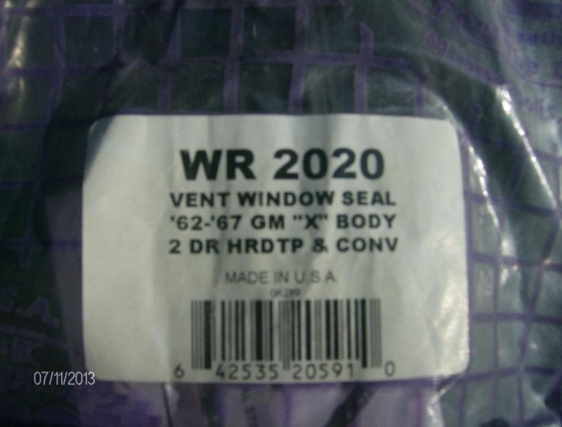 62-67 nova  vent window weatherstrips seal hdtp/conv