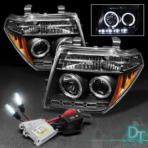 6000k slim xenon hid + black 05-08 frontier pathfinder halo projector headlights