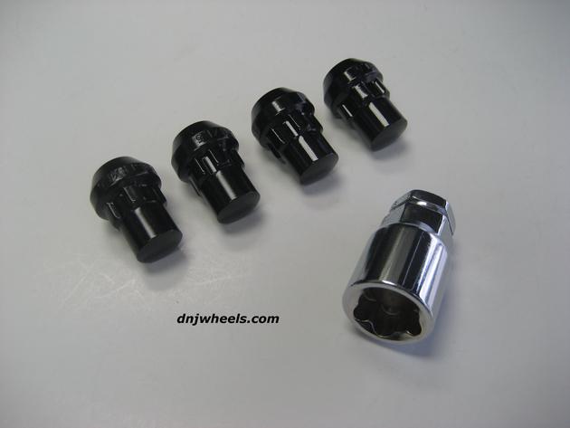 4 black wheel lug nut locks 12x1.25 infinti g35 g37 nissan 350z 370z subaru wrx