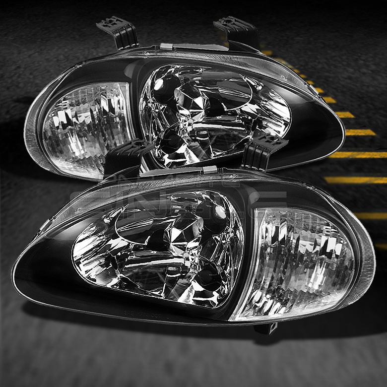 93-97 honda del sol 2in1 jdm black crystal headlights w/clear corner signal lamp