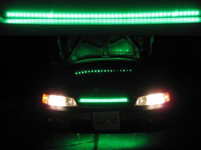 Green 50cm 48led neon knight rider car grille flash strobe scanner lights strips