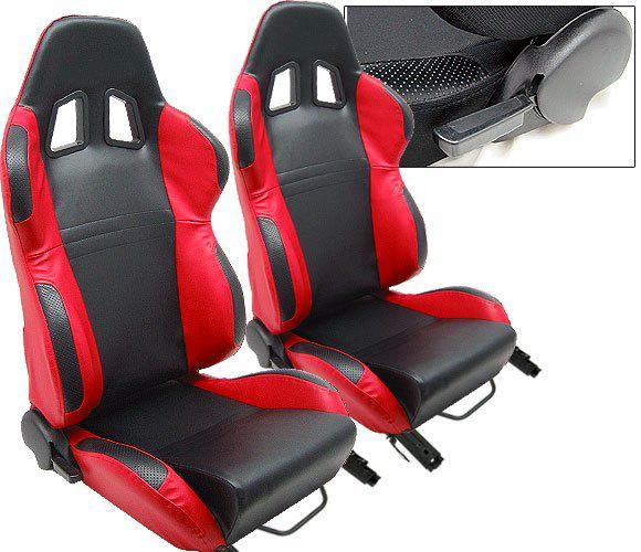 1 pair black & red racing seat reclinable all honda new